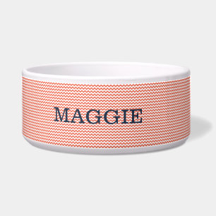 Hellrote Zickzack große Hundeschale Napf