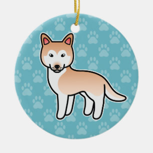 Hellroter Cartoon Siberian Husky Keramik Ornament
