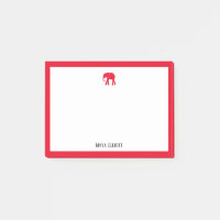 Hellroter Elefant und weißer Rand mit Namen