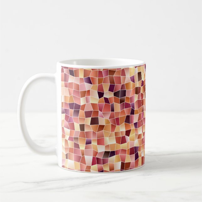 Hellroter, gelber Vintager Hintergrund mit rechtec Kaffeetasse (Links)