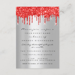 Hellroter Glitzer Tropfen Silver Bridal Sweet 16. Einladung