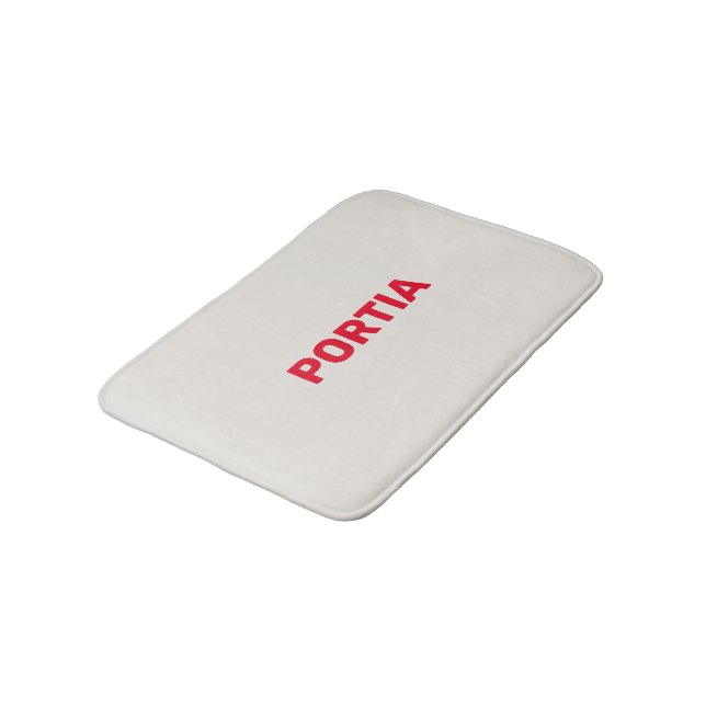 Hellroter individuelle Name schlicht grau Badematte (Schrägansicht)