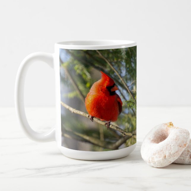 Hellroter Kardinal Kaffeetasse (Mit Donut)
