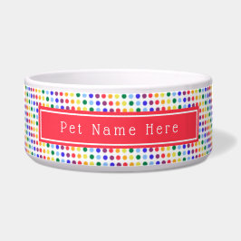 Hellroter Regenbogen Polka Dots Personalisiert Napf