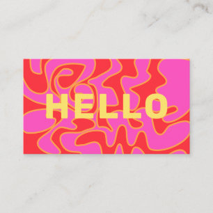 Hellroter Retro Groovy Hot Pink Hallo Visitenkarte