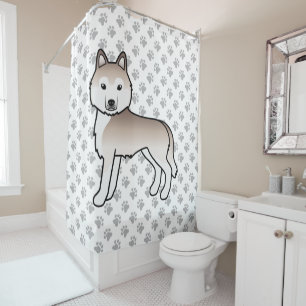 Hellroter Siberian Husky Süßer Cartoon-Hund Duschvorhang