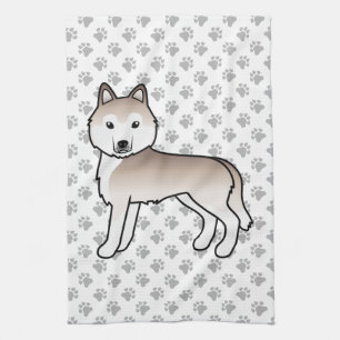 Hellroter Siberian Husky Süßer Cartoon-Hund Geschirrtuch