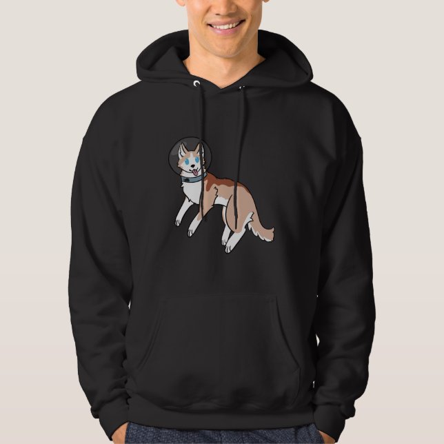 Hellroter sibirischer Husky im Weltraum Hoodie (Vorderseite)