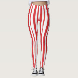 Hellroter und weißer Streifen Leggings