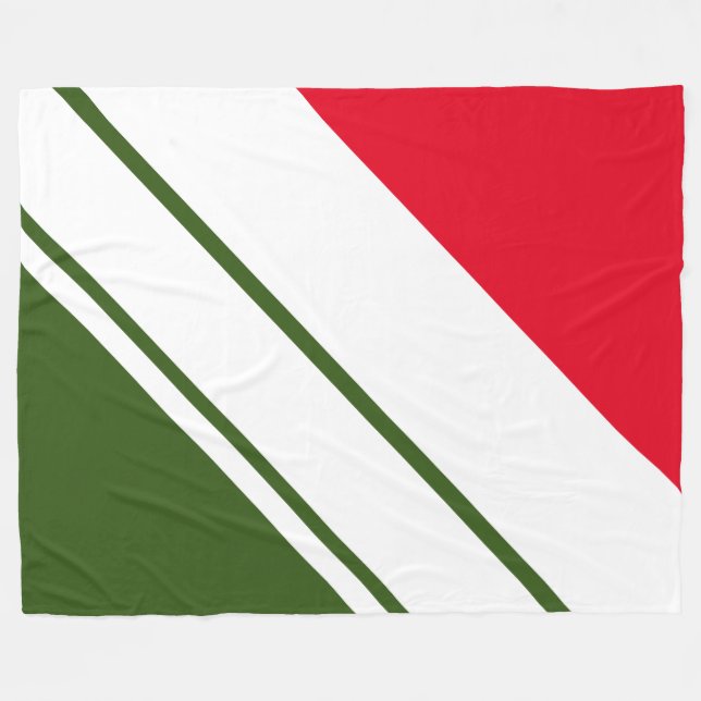 Hellroter Wald Grüne weiße Streifen Fleecedecke (Vorderseite (Horizontal))