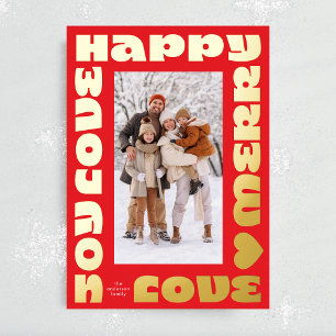 hellrotes, fettes, goldenes, modernes Weihnachtsfo Folien Feiertagskarte