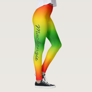 Hellrotes Gelb Grünes Tropisches Farben Euer Name Leggings
