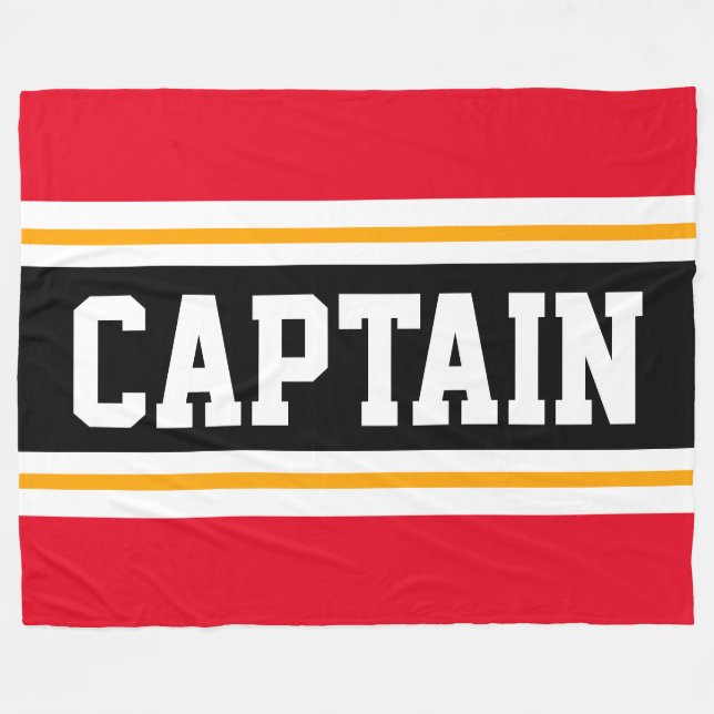Hellrotes Gelbes schwarzes CAPTAIN Racing Streifen Fleecedecke (Vorderseite (Horizontal))
