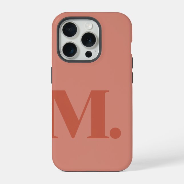 Hellrotes Monogrammbuchstabe Grundfarbe Minimalist iPhone Hülle (Rückseite)