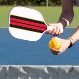 Hellrotes schwarzes Racing Streifen auf weiß Pickleball Schläger