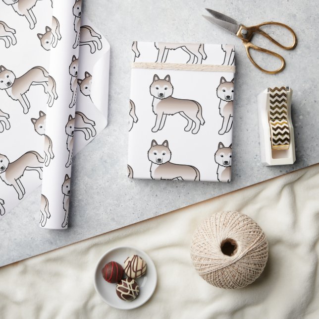 Hellrotes sibirisches Husky-Niedlich-Hundemuster Geschenkpapier (Kunsthandwerk)