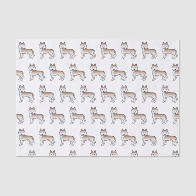 Hellrotes sibirisches Husky-Niedlich-Hundemuster Seidenpapier (Vorderseite)