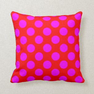 Hellrotes und Magenta Punkte-Muster Kissen