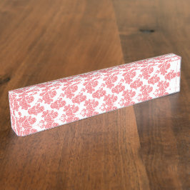 Hellrotes und rosafarbenes Blumenpapier Namensplakette