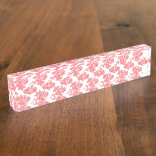 Hellrotes und rosafarbenes Blumenpapier Namensplakette
