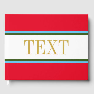 Hellrotes, weißes, grünes blaues Racing Streifen T Gästebuch