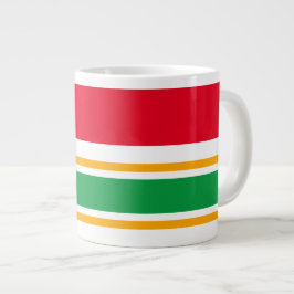 Hellrotes, weißes Kelly-Gelb-Rennstreifen Jumbo-Tasse