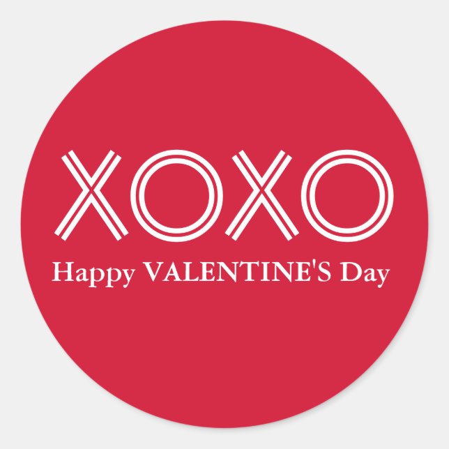 Hellrotes XOXO Happy Valentines Day Round Aufklebe Runder Aufkleber (Vorderseite)