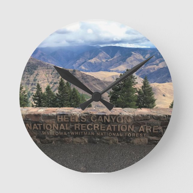 Hells Canyon Landschaftlich Byway, OR Runde Wanduhr (Vorderseite)