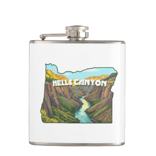 Hells Canyon Oregon Karte Flachmann