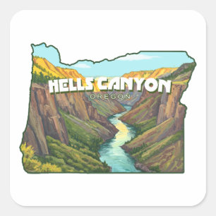 Hells Canyon Oregon Karte Quadratischer Aufkleber