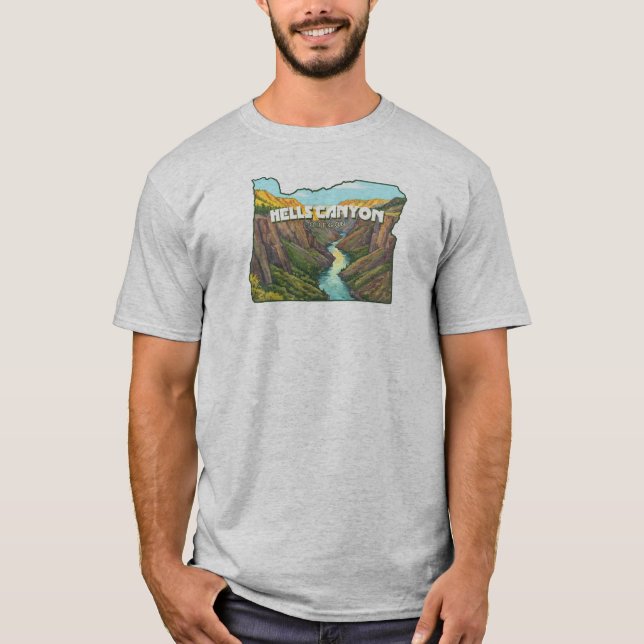 Hells Canyon Oregon Karte T-Shirt (Vorderseite)