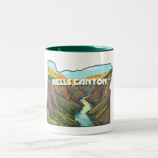 Hells Canyon Oregon Karte Zweifarbige Tasse (Mittel)
