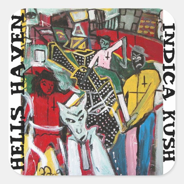 HELLS HAVEN INDICA KUSH QUADRATISCHER AUFKLEBER (Vorderseite)