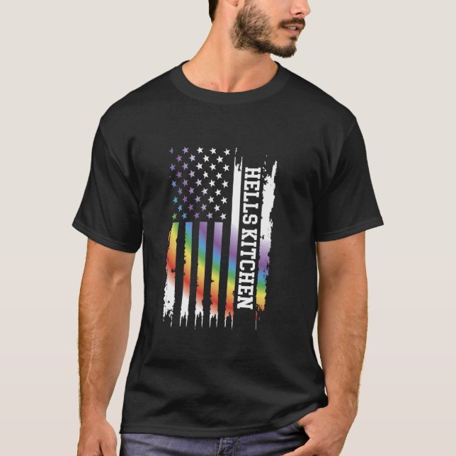 Hells Kitchen United Staaten Distressed Rainbow w  T-Shirt (Vorderseite)