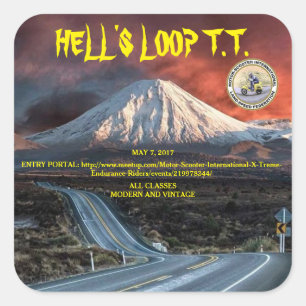 HELL'S LOOP T.T. 2017 QUADRATISCHER AUFKLEBER