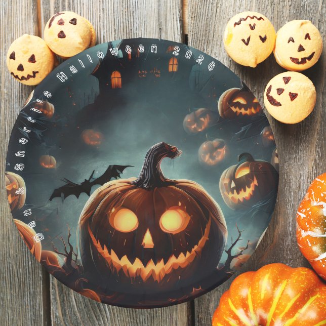Hells Pumpkin Halloween-Party Paper Teller (Hells Pumpkin Halloween Party Paper Plates)
