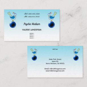 Hellseher-Medium, Blaue Kristallkugel & Süße Vögel Visitenkarte