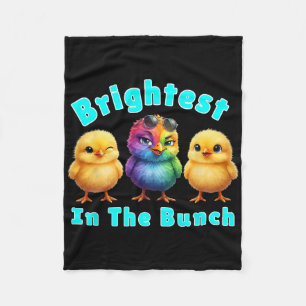 Hellstes Huhn im Bündel Regenbogen Ostern Pun Fleecedecke
