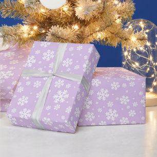 Hellviolett & Weiße Festliche Weihnachts-Schneeflo Geschenkpapier