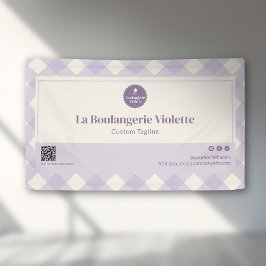 Hellviolette Backwaren-Gingham-QR-Code-Event-Displ Banner
