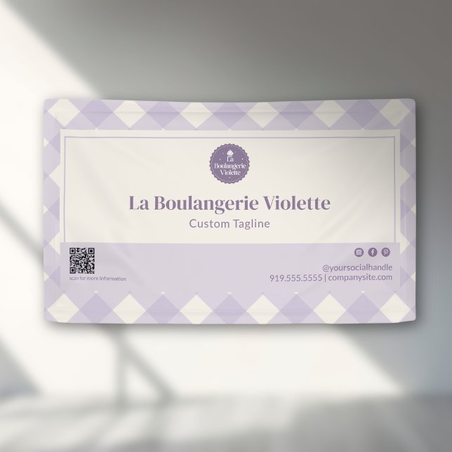 Hellviolette Backwaren-Gingham-QR-Code-Event-Displ Banner (Von Creator hochgeladen)
