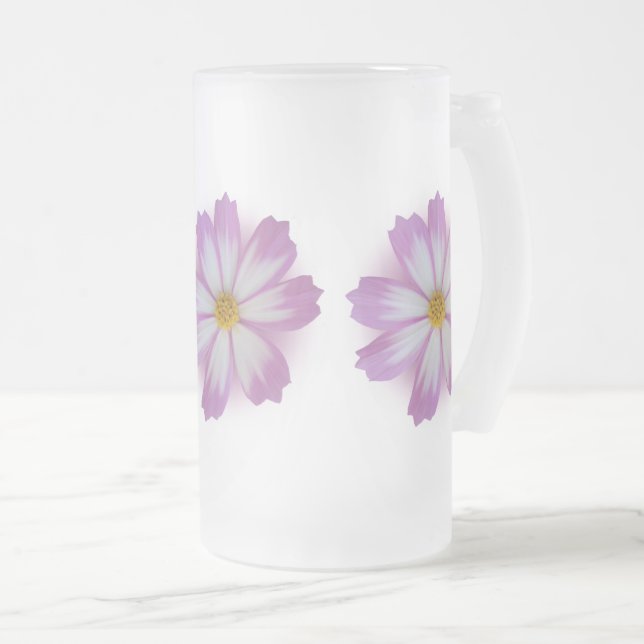Hellviolette Blume Mattglas Bierglas (VorderseiteRechts)