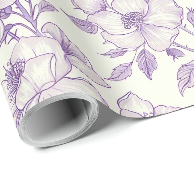 Hellviolette Chinoiserie-Decoupage Geschenkpapier (Rolleneckpunkt)