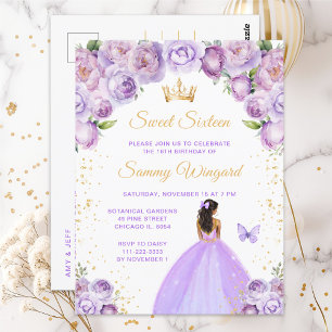 Hellviolette dunkle Haut Prinzessin Sweet Sixteen Postkarte