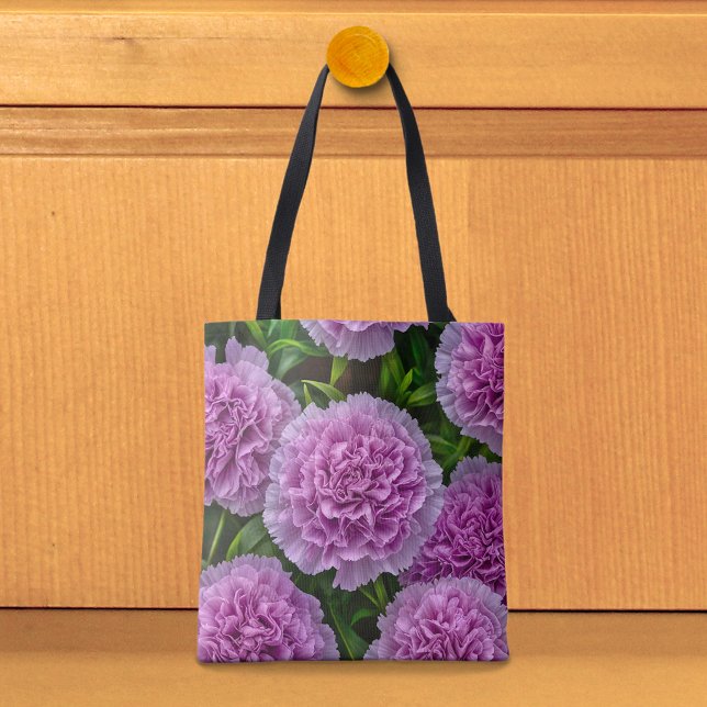 Hellviolette Nelken-Tasche (Tote bag with pale purple carnations)