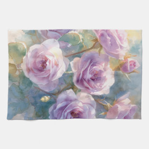 Hellviolette Rosen Impressionistische Blumen Geschirrtuch