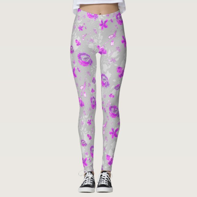 Hellviolette Rosen  Leggings (Vorderseite)