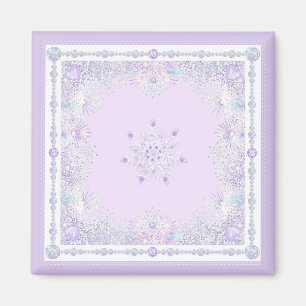 hellviolette Schneeflocke & glitzerndes Herz Magnet