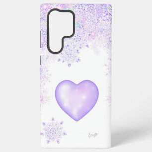 hellviolette Schneeflocke & glitzerndes Herz Samsung Galaxy Hülle