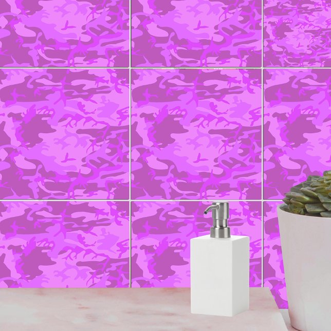 Hellviolette Tarnung Fliese (Light Purple Camouflage Ceramic Tile)